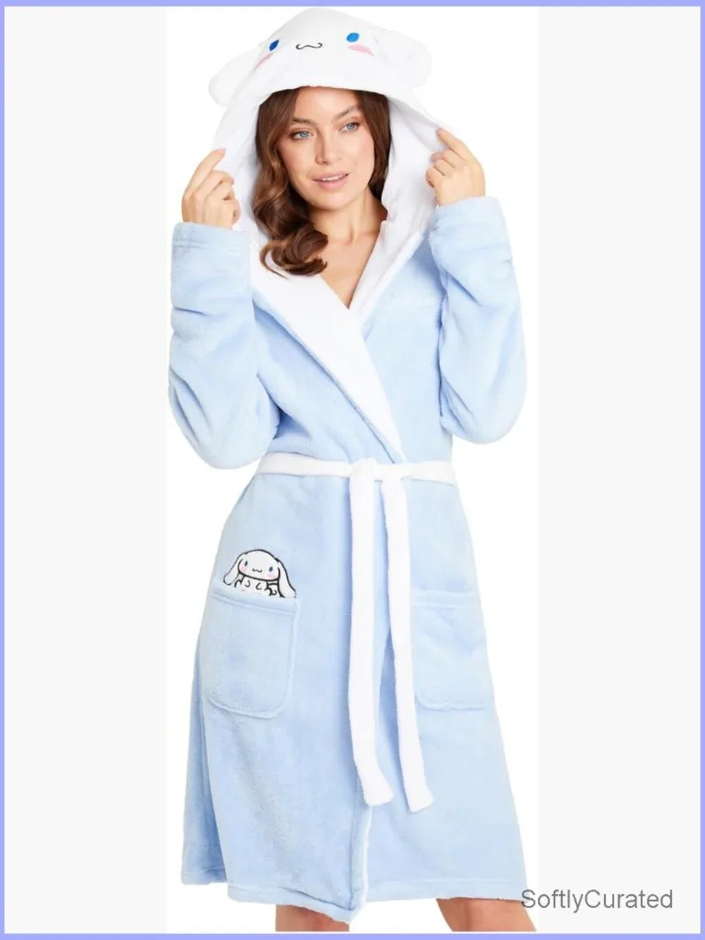 Kawaii Fleece Bathrobe with Hood and Pockets Loungewear